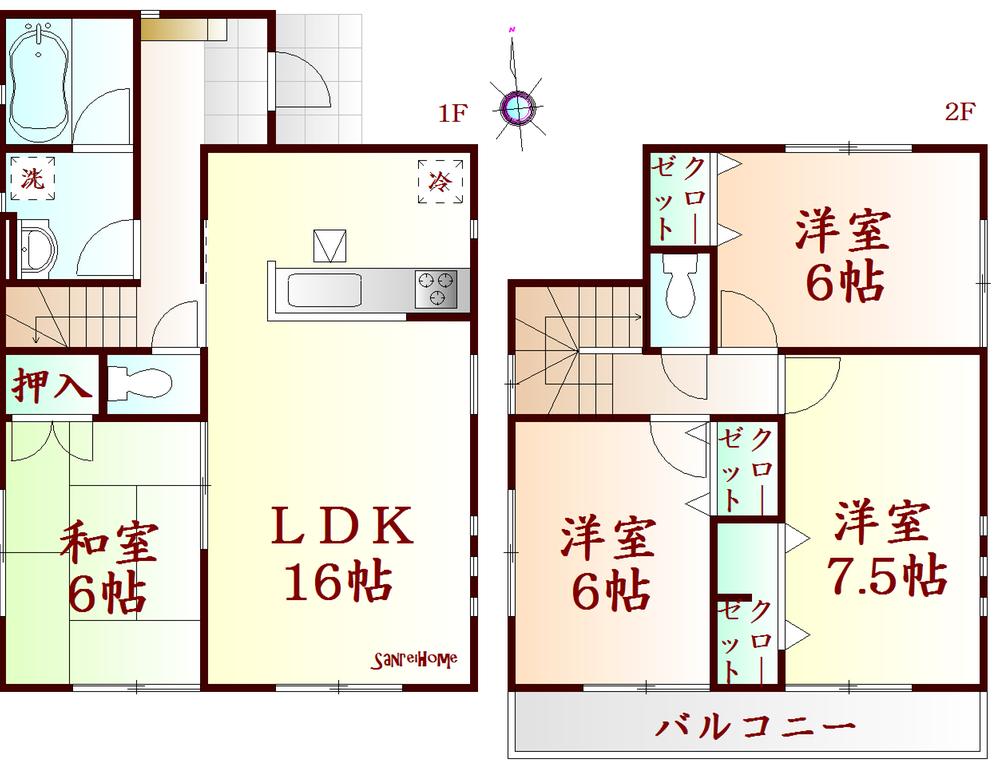 Floor plan. 27,900,000 yen, 4LDK, Land area 162.24 sq m , Kazusama space in pursuit of building area 93.15 sq m storage capacity and comfort ☆