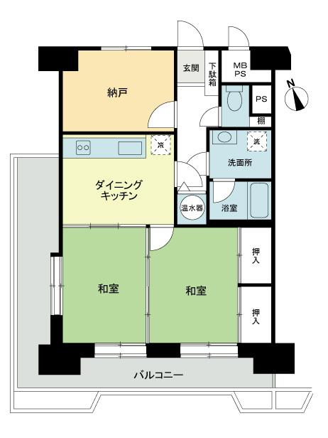 Floor plan. 2DK + S (storeroom), Price 14.5 million yen, Occupied area 55.89 sq m , Balcony area 19.45 sq m 2SDK