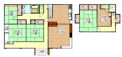 Floor plan. 34,800,000 yen, 5LDK, Land area 519.02 sq m , Building area 181 sq m