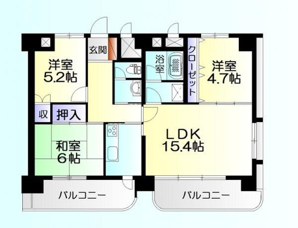 Floor plan. 3LDK, Price 24,800,000 yen, Occupied area 73.83 sq m , Balcony area 13.99 sq m