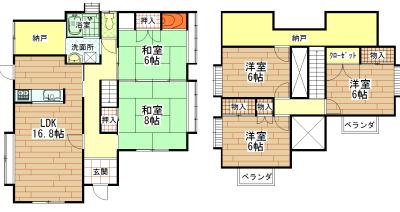 Floor plan. 23.5 million yen, 5LDK+2S, Land area 174.74 sq m , Building area 118.82 sq m