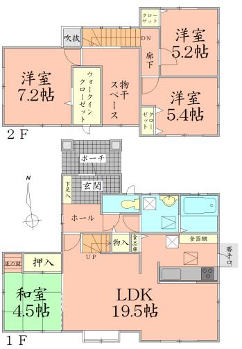 Floor plan. 24,800,000 yen, 4LDK + S (storeroom), Land area 345.4 sq m , Building area 107.65 sq m