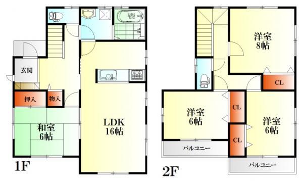 Floor plan. 27,800,000 yen, 4LDK, Land area 161.93 sq m , Building area 105.98 sq m