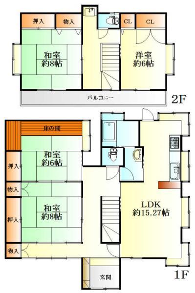 Floor plan. 27,800,000 yen, 4LDK, Land area 207.31 sq m , Building area 133.34 sq m