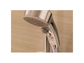 Bathing-wash room.  [Spray click shower head] It has adopted a high shower head of water-saving effect that can be Nagaretome water at hand of a button.