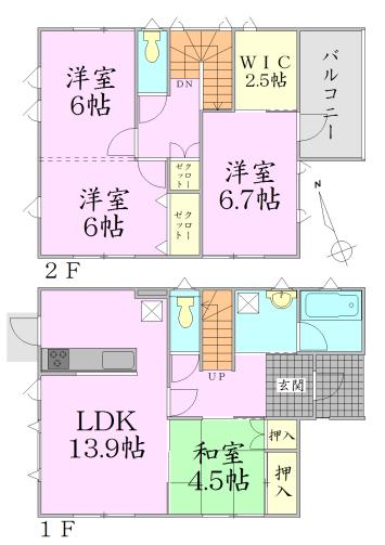 Floor plan. 24.5 million yen, 4LDK + S (storeroom), Land area 150.38 sq m , Building area 103.5 sq m