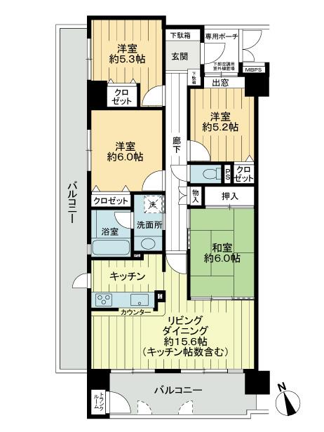 Floor plan. 4LDK, Price 17.3 million yen, Occupied area 84.89 sq m , Balcony area 26.71 sq m 4LDK