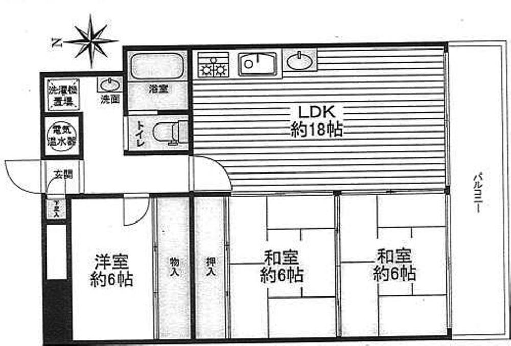 Floor plan. 3LDK, Price 11.5 million yen, Footprint 70.2 sq m , Balcony area 8.64 sq m
