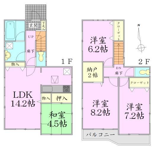 Floor plan. 22,900,000 yen, 4LDK + S (storeroom), Land area 122.64 sq m , Building area 94.76 sq m