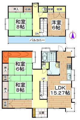 Floor plan. 28.8 million yen, 4LDK, Land area 207.31 sq m , Building area 133.34 sq m