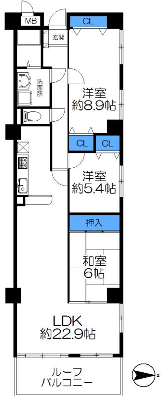 Floor plan. 3LDK, Price 17.8 million yen, Occupied area 92.75 sq m , Balcony area 13.2 sq m