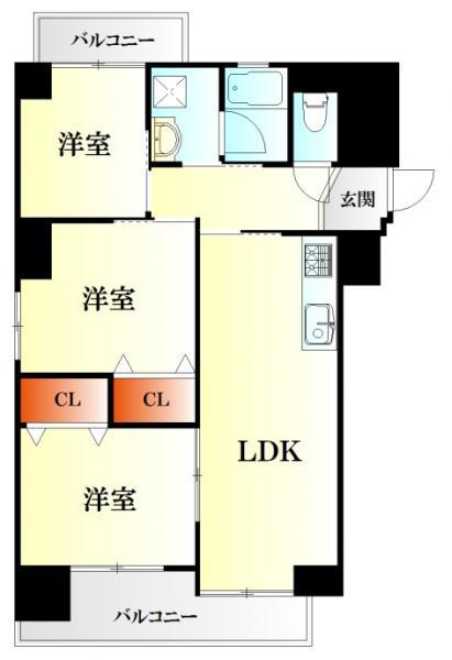 Floor plan. 3LDK, Price 15.8 million yen, Occupied area 60.52 sq m , Balcony area 9.98 sq m