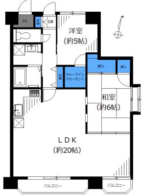 Floor plan. 2LDK, Price 21,800,000 yen, Occupied area 69.78 sq m , Balcony area 8.03 sq m