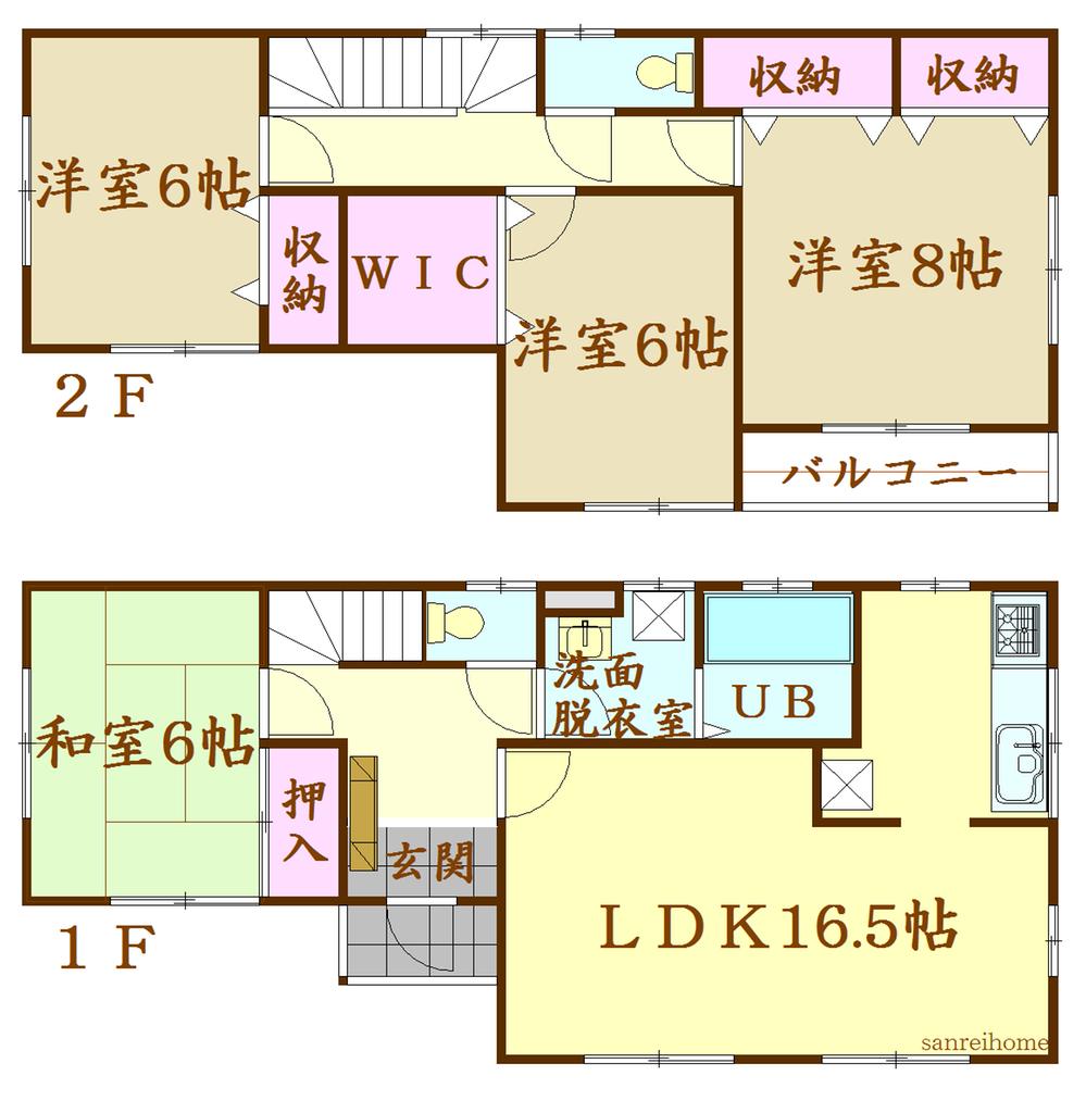 Floor plan. 34 million yen, 4LDK, Land area 175.28 sq m , Building area 105.99 sq m