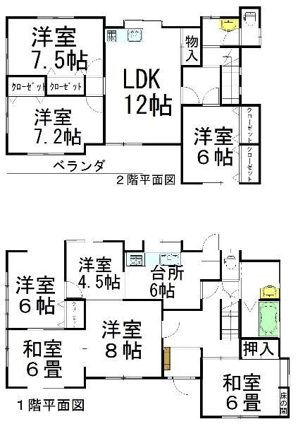 Floor plan. 17.2 million yen, 7DK, Land area 230.79 sq m , Building area 159.55 sq m floor plan