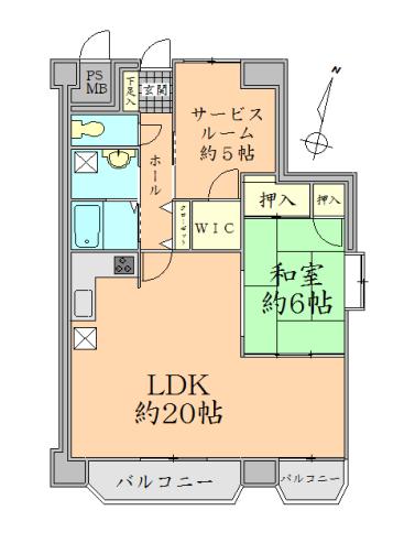 Floor plan. 1LDK + S (storeroom), Price 21,800,000 yen, Occupied area 69.78 sq m , Balcony area 8.03 sq m