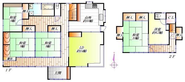 Floor plan. 34,800,000 yen, 5LDK, Land area 519.02 sq m , Building area 181 sq m