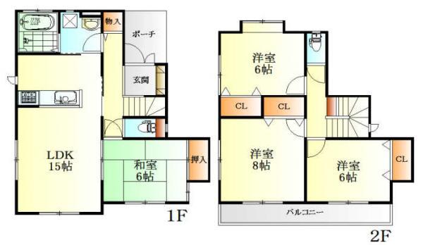 Floor plan. 19.6 million yen, 4LDK, Land area 129.65 sq m , Building area 99.36 sq m