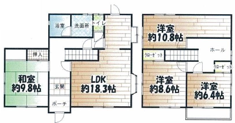 Floor plan. 18,800,000 yen, 4LDK, Land area 237.78 sq m , Building area 130 sq m