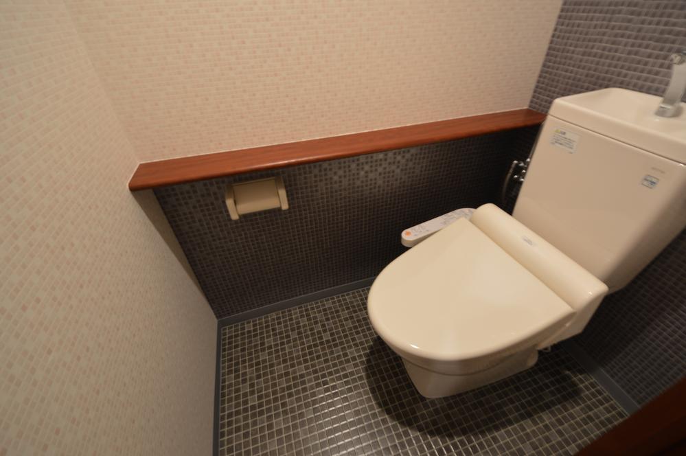 Toilet. Warm water washing toilet seat newly established.