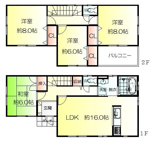 Floor plan. 24,300,000 yen, 4LDK, Land area 177.36 sq m , Building area 105.99 sq m