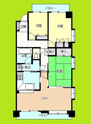 Floor plan. 3LDK, Price 14 million yen, Occupied area 70.42 sq m , Balcony area 8.55 sq m