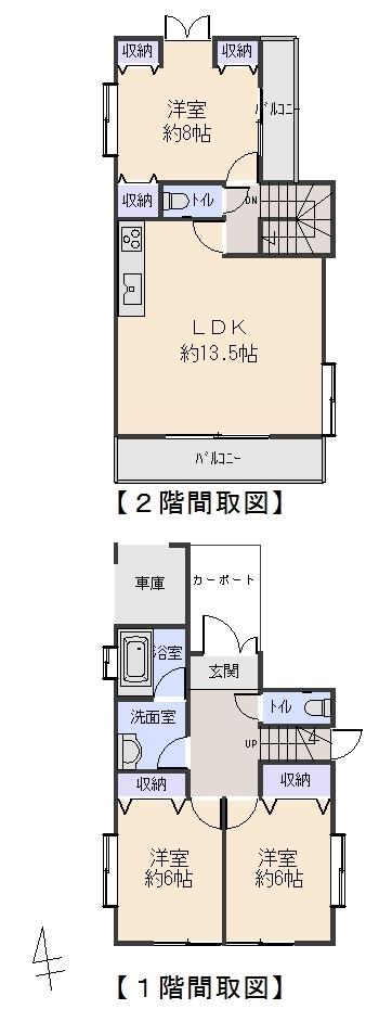 Floor plan. 13.8 million yen, 3LDK, Land area 106.67 sq m , Building area 85 sq m