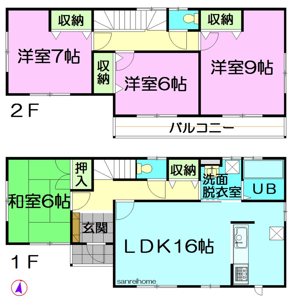 Floor plan. (1 Building), Price 51,800,000 yen, 4LDK, Land area 171.02 sq m , Building area 105.99 sq m