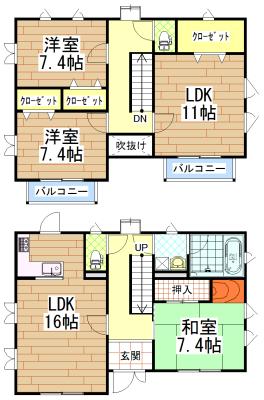 Floor plan. 28.5 million yen, 4LDK, Land area 183.55 sq m , Building area 126 sq m