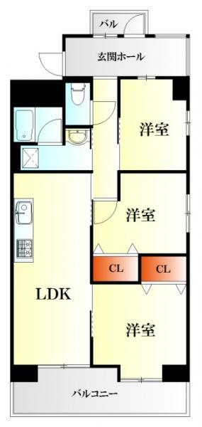 Floor plan. 3LDK, Price 16.8 million yen, Occupied area 67.99 sq m , Balcony area 10.6 sq m