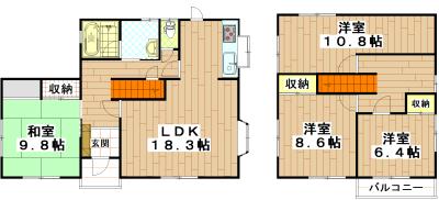Floor plan. 18,800,000 yen, 4LDK, Land area 237.78 sq m , Building area 130 sq m