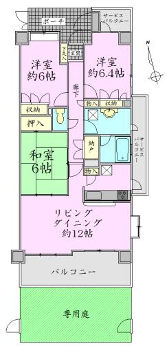 Floor plan. 3LDK, Price 24,800,000 yen, Occupied area 76.86 sq m , Balcony area 9.66 sq m