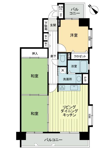 Floor plan. 3LDK, Price 24,800,000 yen, Occupied area 66.82 sq m , Balcony area 12.72 sq m 3LDK