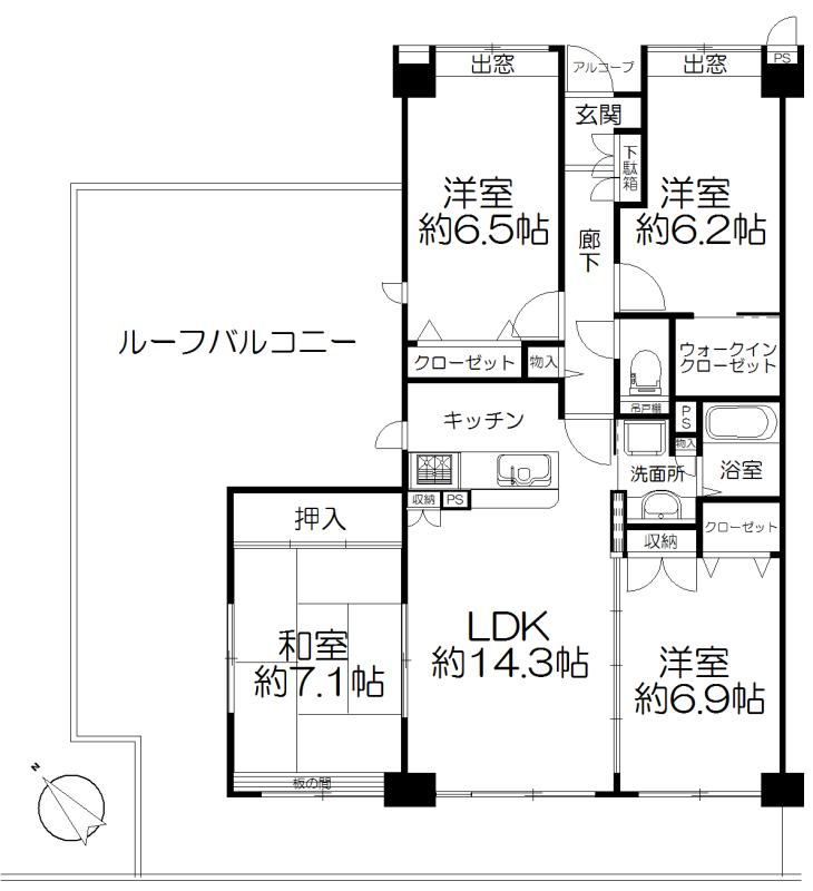 Floor plan. 4LDK, Price 25,900,000 yen, Footprint 88 sq m , Balcony area 16.49 sq m floor plan