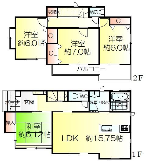 Floor plan. 25,800,000 yen, 4LDK, Land area 124.84 sq m , Building area 99.67 sq m