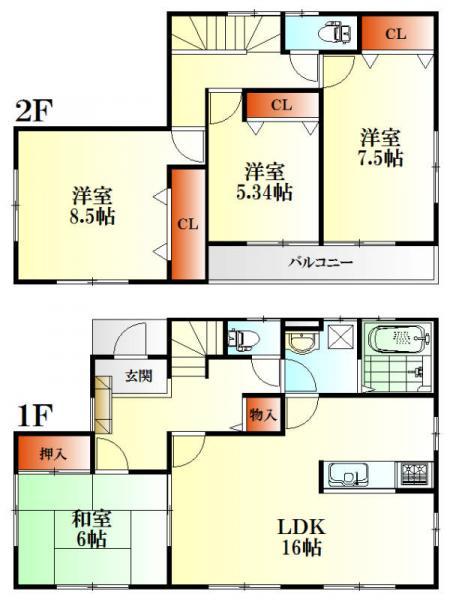 Floor plan. 28.8 million yen, 4LDK, Land area 291.71 sq m , Building area 124.24 sq m