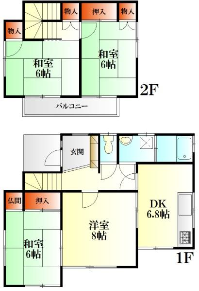 Floor plan. 12 million yen, 4DK, Land area 220.39 sq m , Building area 80.32 sq m