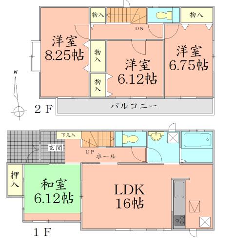 Floor plan. 23.8 million yen, 4LDK, Land area 141.44 sq m , Building area 103.5 sq m