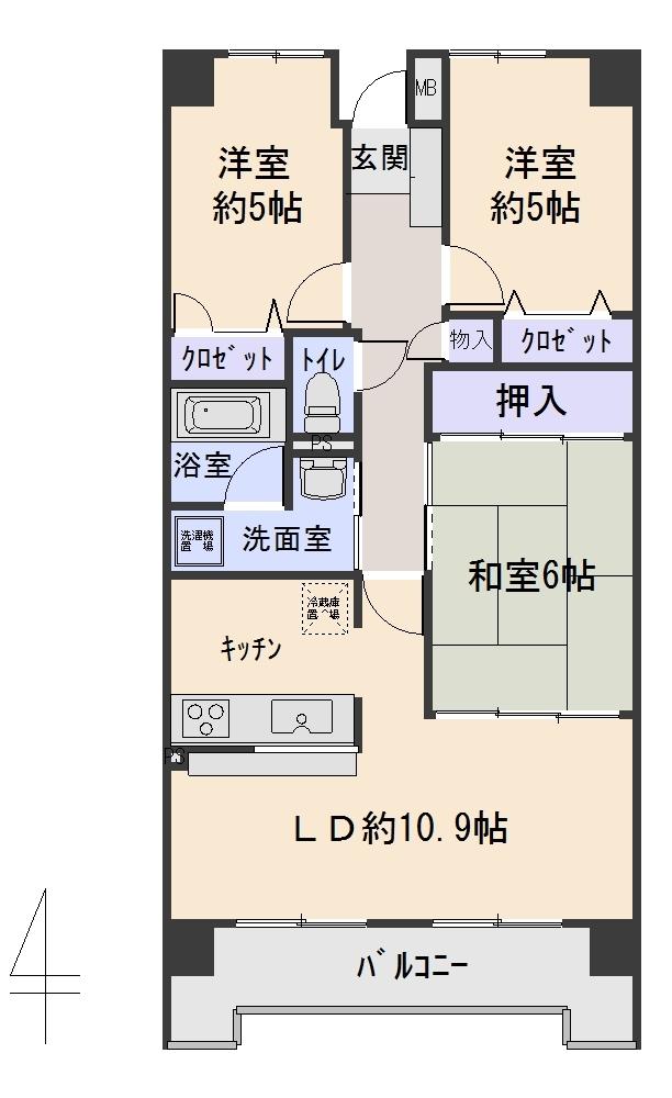Floor plan. 3LDK, Price 12.6 million yen, Occupied area 67.99 sq m