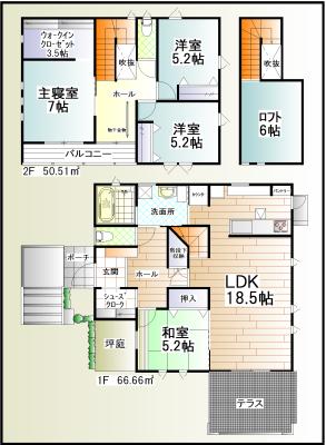Floor plan. 33,800,000 yen, 4LDK + 2S (storeroom), Land area 286.5 sq m , Building area 117.17 sq m