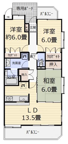 Floor plan. 3LDK, Price 26,800,000 yen, Occupied area 70.14 sq m , Balcony area 11.29 sq m