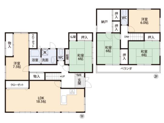 Floor plan. 24,800,000 yen, 5LDK, Land area 199.25 sq m , Building area 126.69 sq m floor plan