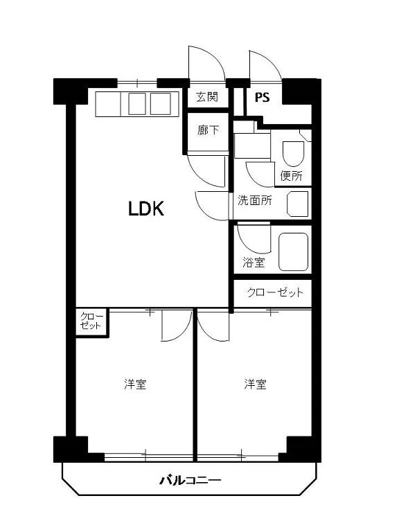 Floor plan. 2LDK, Price 13.8 million yen, Footprint 49.5 sq m , Balcony area 6.27 sq m