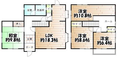 Floor plan. 18,800,000 yen, 4LDK, Land area 237.78 sq m , Building area 130 sq m