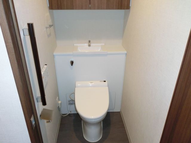 Toilet. Space can relax in the stylish tankless toilet.