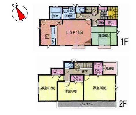 Floor plan. (1 Building), Price 22,800,000 yen, 4LDK+S, Land area 216.01 sq m , Building area 105.99 sq m