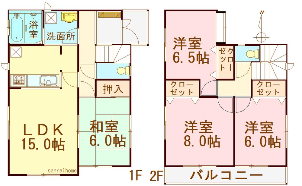 Floor plan. 17.8 million yen, 4LDK, Land area 131.17 sq m , Building area 98.53 sq m