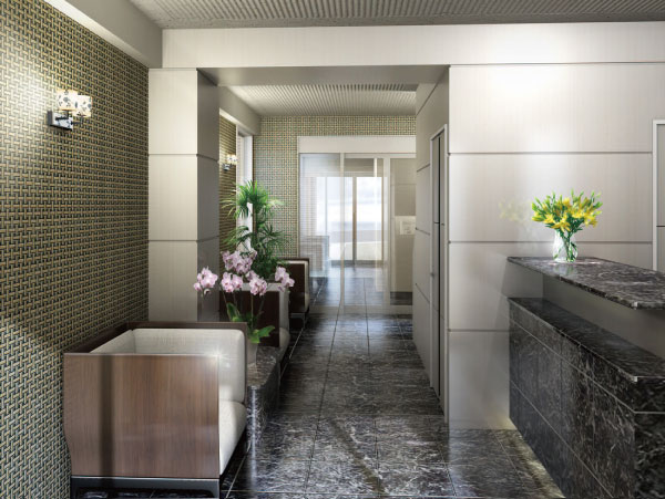Shared facilities.  [West Wing entrance Rendering] Entrance is the face of the apartment. Residents in the specification classy ・ It celebrates the visitor. Cabinet will produce a space of attention.