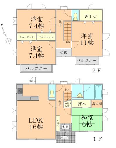 Floor plan. 27,800,000 yen, 4LDK + S (storeroom), Land area 183.55 sq m , Building area 126 sq m