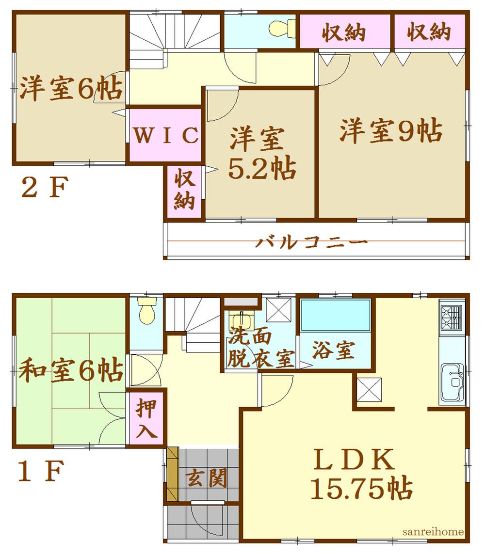 Floor plan. 34 million yen, 4LDK, Land area 175.58 sq m , Building area 104.33 sq m